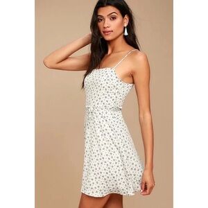 Lulu's Sunny Hillside Ivory Floral Print Skater Dress
